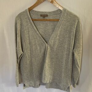 Lilla P Heather Gray V-Neck Pullover Sweater